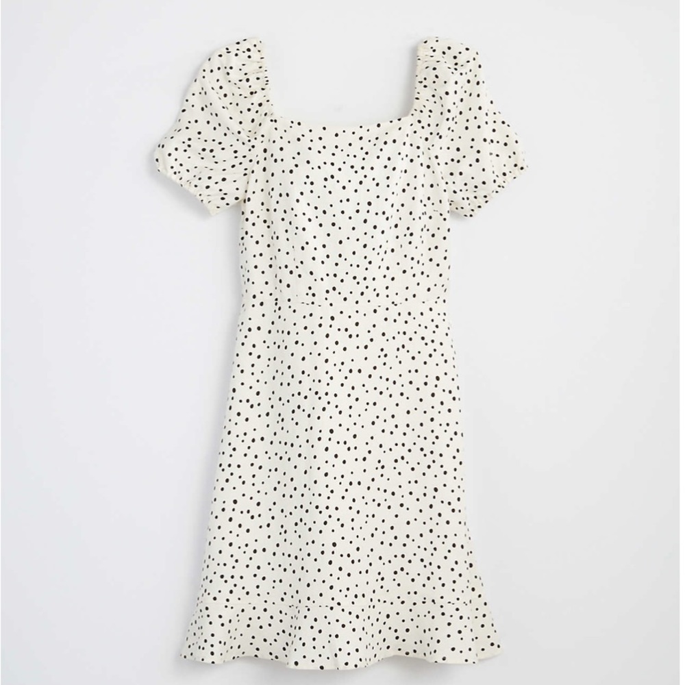 Petite Dotted Tie Back Flare Dress